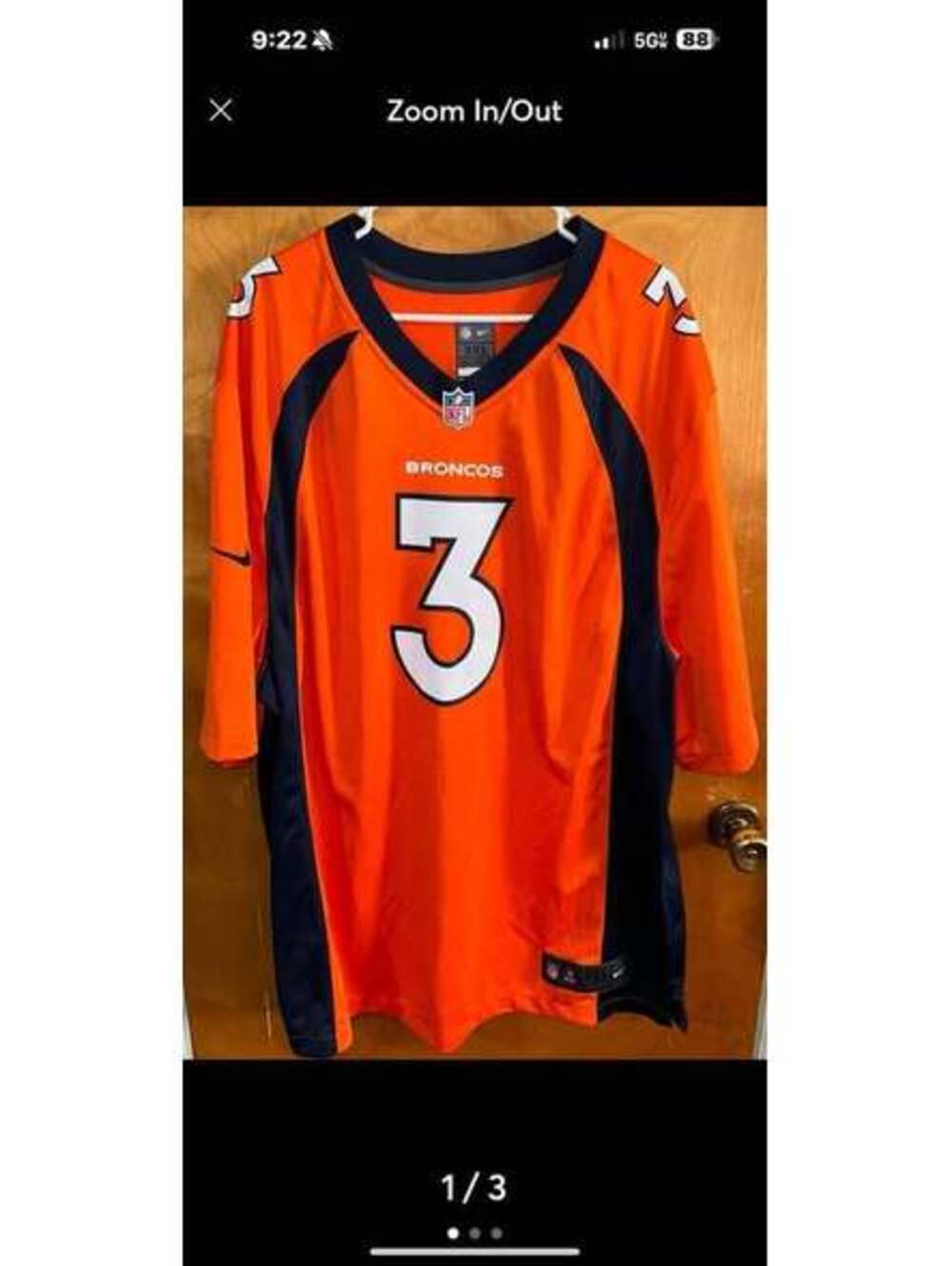 Nike NFL On Field Denver Broncos Russell Wilson Orange/Blue Jersey Size 3XL